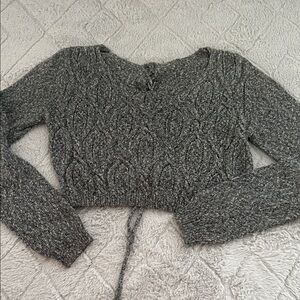 Gray Cable Knit Women's Cropped Sweater